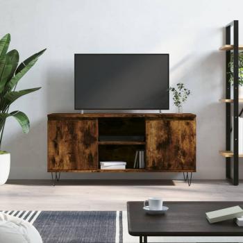 Mueble de TV de madera de ingeniería 104x35x50 cm en roble ahumado, color marrón