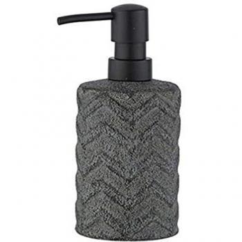 Wenko Dispensador de jabón líquido Mantua, Pintado a mano, Capacidad: 0.36 l, Cerámica, 7.5 x 16.5 x 7.5 cm, Negro