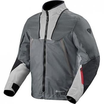 Revit Stratum GTX Chaqueta textil de motocicleta - Negro Gris, impermeable, transpirable, con membrana Gore-Tex, forro térmico extraíble, protecciones CE en hombros y codos, múltiples bolsillos,
