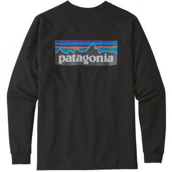 Patagonia L/S P-6 Logo Responsibili Camiseta, Hombre, Negro, S