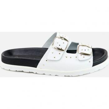 Sandalias de niña Eli 1957 en piel con tachas y suela bio, color blanco, marca Papanatas