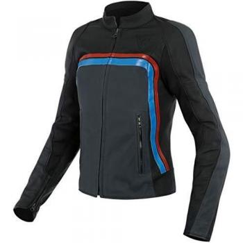 Chaqueta de cuero Dainese Lola 3 para mujer - Negro, Rojo y Azul - Talla 50