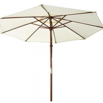 Sombrilla de Jardín Beige Ø3 Metros con Poste Sólido de 4,8 cm para Patio, Jardín, Bar y Terraza