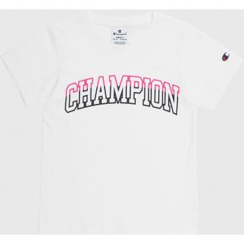 Camiseta de algodón blanca roto con logo estilo college para niña