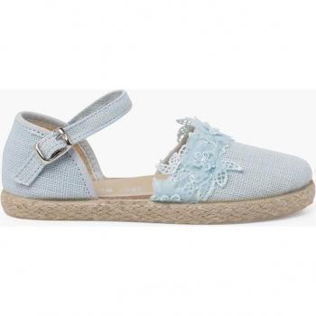 Alpargatas de Ceremonia Pisamonas para Niña con Puntilla y Flores - Tallas 22 a 34
