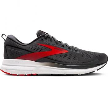 Zapatillas de running Brooks Trace 3 gris/rojo hombre - Zapatillas de running ligeras, transpirables, con amortiguación BioMoGo DNA, suela de goma para tracción, diseño moderno y ajuste cómodo