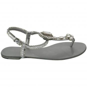 Dolce & Gabbana Silver Crystal Sandals Flip Flops Shoes - EU37.5/US7, Flat Sandals, female, Gray, Size: 7 1/2 US Silver Crystal Flip Flops - Glamorous and Authentic