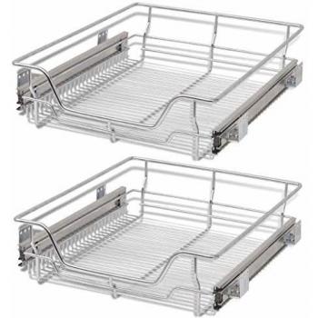 vidaXL 2x Bandejas Almacenaje Alambre Acero Cromado Extraíbles Plateado 500 mm