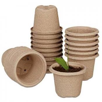 Relaxdays Set 24 Semilleros, Biodegradables, Macetas Semillas Redondas, Planteros Celulosa Verduras, 8 x 11 cm, Natural