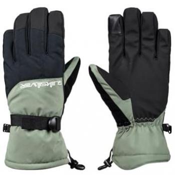 Guantes Quiksilver Mission para hombre, clima frío, color gris claro y negro, talla L