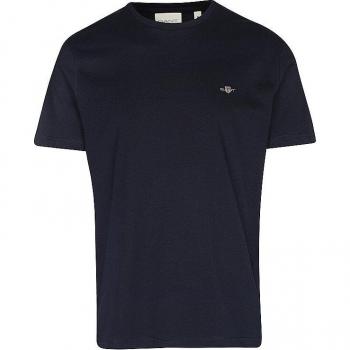 Camiseta GANT Regular Fit Cuello Redondo Manga Corta Algodón Bordado Logo Escudo Azul Marino 4XL