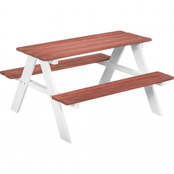 Outsunny Juego de Mesa y 2 Bancos Infantiles de Madera Mesa de Picnic para Niños de 3-8 Años para Jardín Patio Terraza 89x79x50 cm Marrón