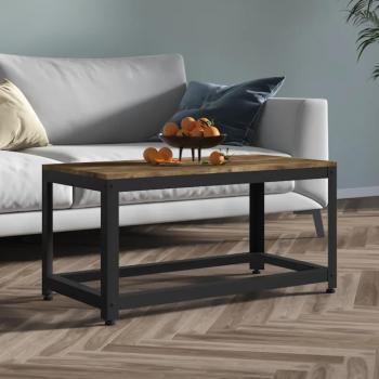 Mesa de salón de centro MDF y hierro marrón oscuro y negro 90x45x45 cm