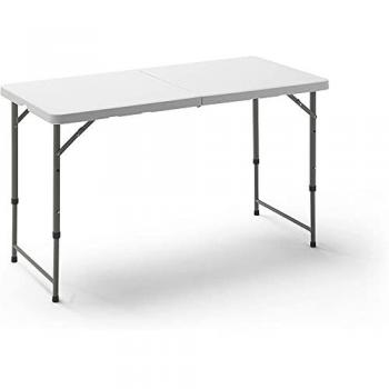 Mesa Plegable Multifuncional WellHome de Altura Regulable 120 x 60 x 52,5-75 cm con Plegado y Asa para su Desplazamiento