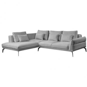 Sofá cama rinconero izquierda de tela texturada gris VILARETI
