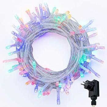 Cadena de Luces WISD 52.8M 500 LED Multicolor Guirnalda de Luz Impermeable con 8 Modos y Función de Memoria, Cable de Color Transparente, Perfecto para Exterior e Interior, Navidad Fiestas Boda