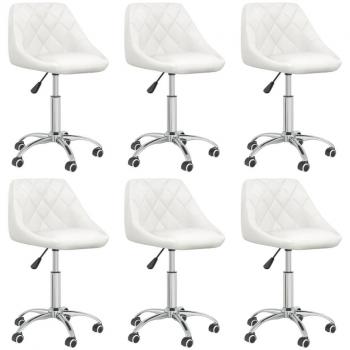 Sillas de comedor giratorias blancas de 6 piezas en cuero sintético