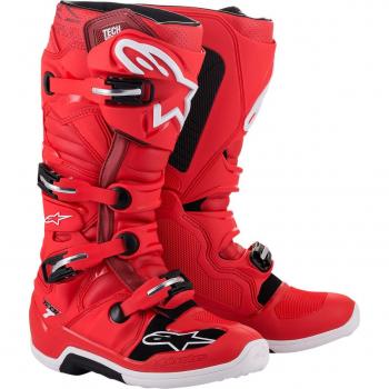 Botas Alpinestars Tech 7 Rojo - Calzado hombre, botas de cross, diseño ligero y resistente, protección en tobillos, suela de goma para mejor agarre, sistema de cierre con hebillas ajustables
