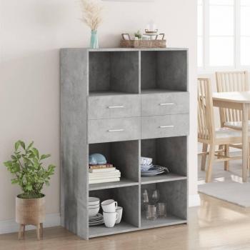 Armario de hormigón gris 80x42,5x124 cm de madera multicapa