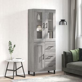 Aparador alto de madera contrachapada gris sonoma 69,5x34x180 cm