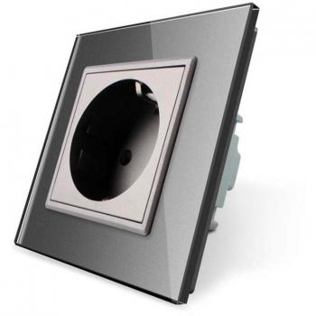 Enchufe Schuko EU 16A frontal gris LEDBOX