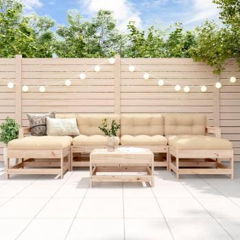 7 Piece Solid Pine Wood Garden Lounge Set