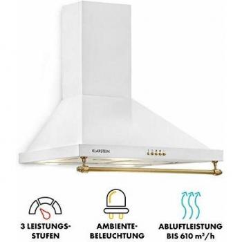 Campana Extractora Klarstein Montblanc 60 - 610 m³/h, 165 W, 2x1,5 W LED, Color Blanco