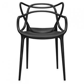 Kartell Masters Silla, Plástico, Negro, 53.5x83x90 cm, Pack de 4