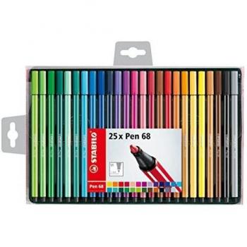 Stabilo Pen 68 – Estuche de 25 rotuladores de punta media – Colores surtidos