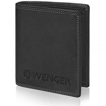 Wenger Monedero plegable vertical piel 10,5 cm con compartimento con cierre de cremallera Black