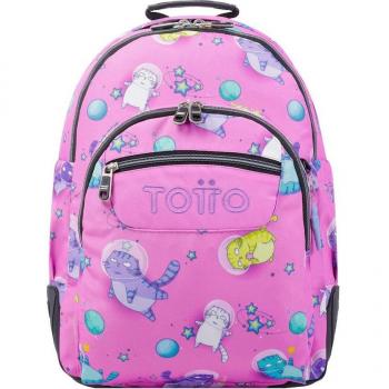 Mochila Totto Crayoles escolar con diseño de gatos astronautas
