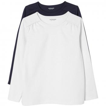 VERTBAUDET Lote de 2 Camisetas Lisas de Manga Larga niña Lote Azul Marino Oscuro 3A