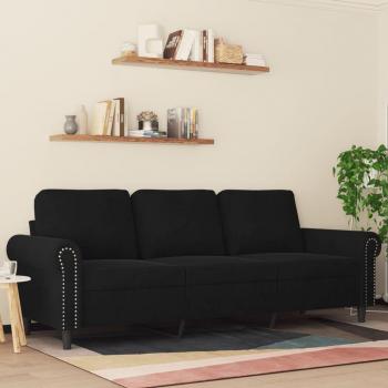 Sofá 3 plazas terciopelo negro 180 cm