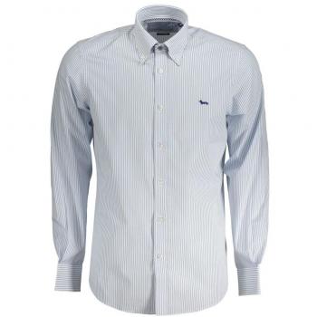 Harmont & Blaine White Striped Cotton Shirt with Embroidery - Size S