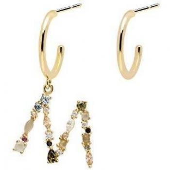 PDPAOLA - Pendientes Letra M - Plata de Ley 925 Bañada en Oro de 18k - Joyas para Mujer