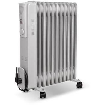 Radiador de Aceite Gris 2500W 11 Elementos con Termostato Regulable, Silencioso y Protección Antivuelco - Universalblue