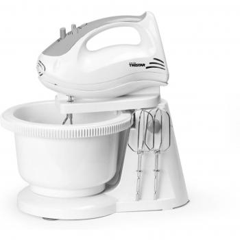 Batidora de Varillas y Amasadora Tristar MX-4152 con Bol de 2 Litros, 5 Velocidades, Función Turbo, 200W - Blanco