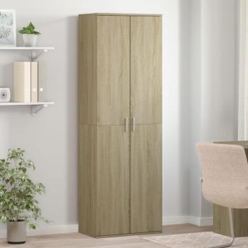 Aparador alto de madera de ingeniería roble Sonoma 60x35x180 cm, marrón, armario de almacenamiento, mueble auxiliar