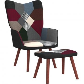 Silla de relajación con reposapiés en tela patchwork vidaXL