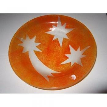Platos naranja para Navidad con estrellas de gehämmerten Cristal