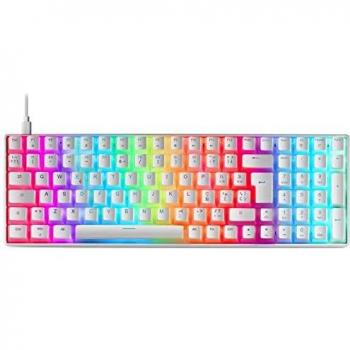 Mars Gaming MKULTRA, Teclado Mecánico Blanco RGB, Compacto 96%, Switch Outemu SQ Rojo, Español -US