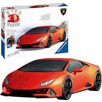 Ravensburger - Puzzle 3D, Lamborghini Huracán Evo, Edad Recomendada 8+, 108 Piezas - Dimensiones: 25.1 x 12.4 x 6.5 cm