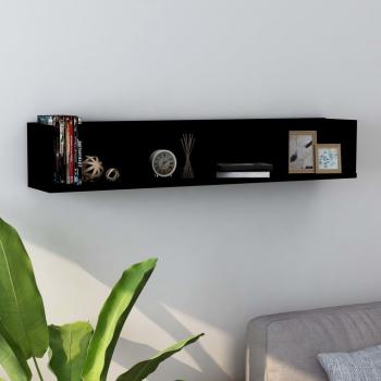 Estante de pared para CD contrachapada 100x18x18 cm en colores Blanco, Negro y Roble Sonoma - Mueble de Almacenaje Estantería para Oficina, Estudio y Dormitorio