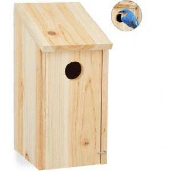 Nido para pájaros de madera natural, casa colgante con entrada Ø 3,2 cm, dimensiones 26x12x14,5 cm