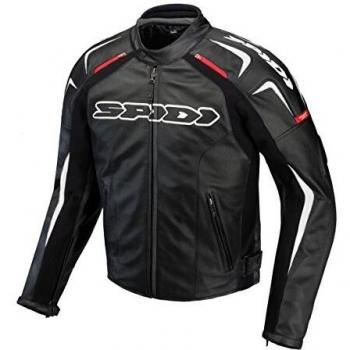 SPIDI Track Chaqueta de Moto de Piel, Negro/Blanco, 48