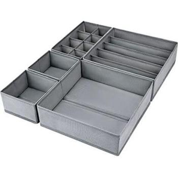 DIMJ Organizador Cajones, Juego de 5 Cajas Almacenaje Plegables de Tela Para Guardar Ropa, Cajas Organizadoras de Almacenamiento de Cajones Divisores para Sujetadores, Calcetines, Ropa Interior