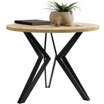 Mesa de Centro Dearborn 105, Redonda, Aglomerado Laminado Roble Artisan y Negro, Diámetro 65cm
