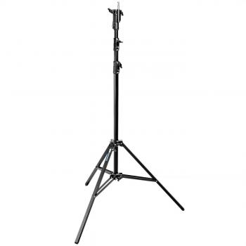 Combo Alu Stand 35 con características de soporte de aluminio, altura ajustable hasta 3.5 metros, capacidad de carga de hasta 8 kg, diseño plegable para fácil transporte y almacenamiento, acabado en negro mate