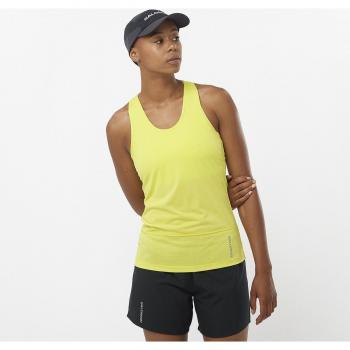 Camiseta de mujer Salomon Cross Run para running, tirantes, color amarillo, talla M