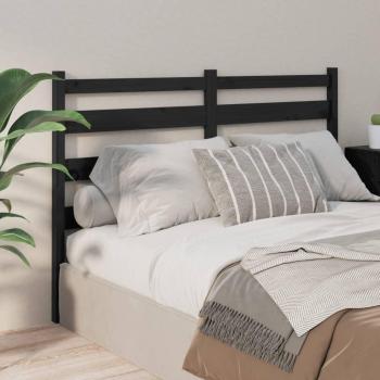 Cabecero de cama negro 156x4x100 cm madera maciza de pino